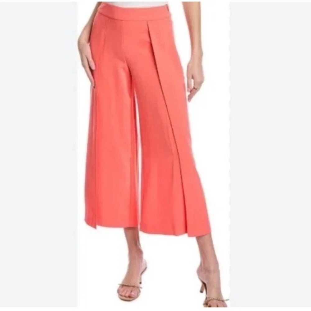 Trina Turk Espalande Coral Lily Wide Leg Culotte Pants Size 12 High Rise Cropped